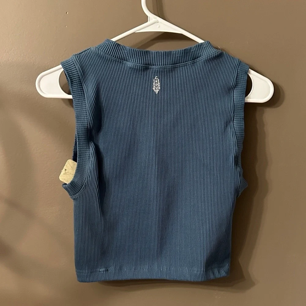 Free People Women’s Ribbed Blue Tank Top